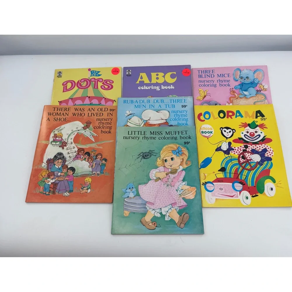 Landoll Merrigold Vintage Coloring Books Kids Activity Books Nursery Rhyme Lot 7